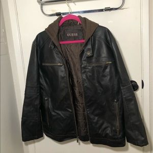 GUESS Leather Jacket with Removable zipper